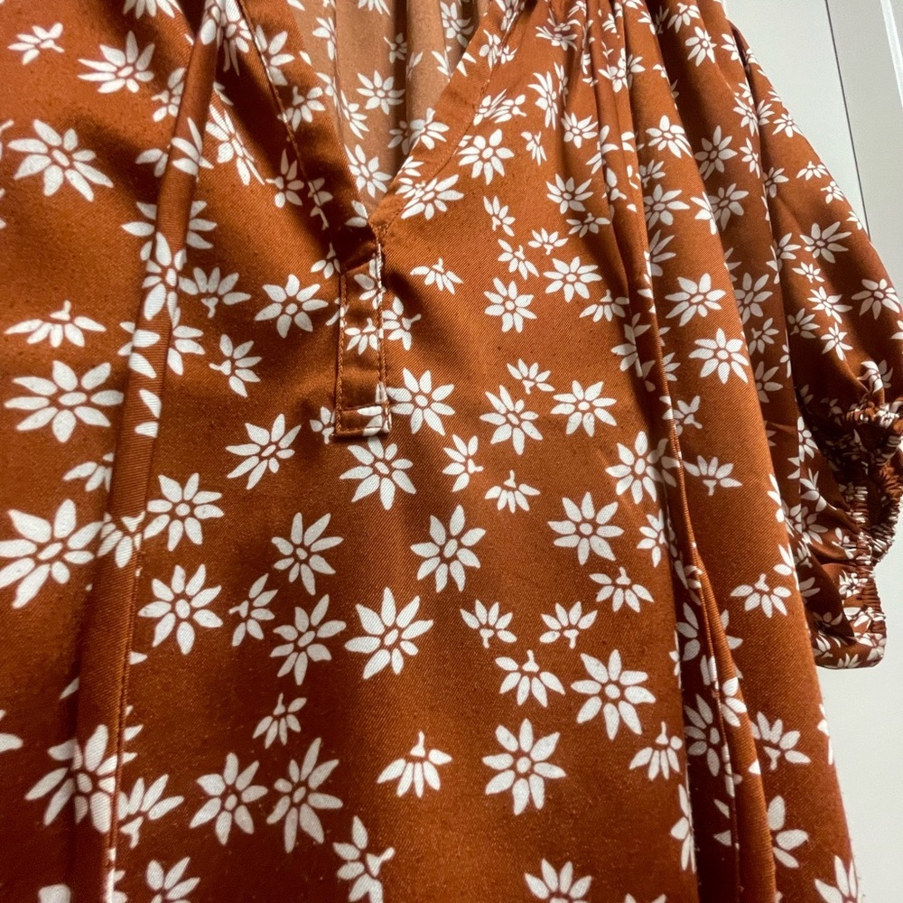 LOFT Women's Brown Rust Floral Blouse - Picture 4 of 7